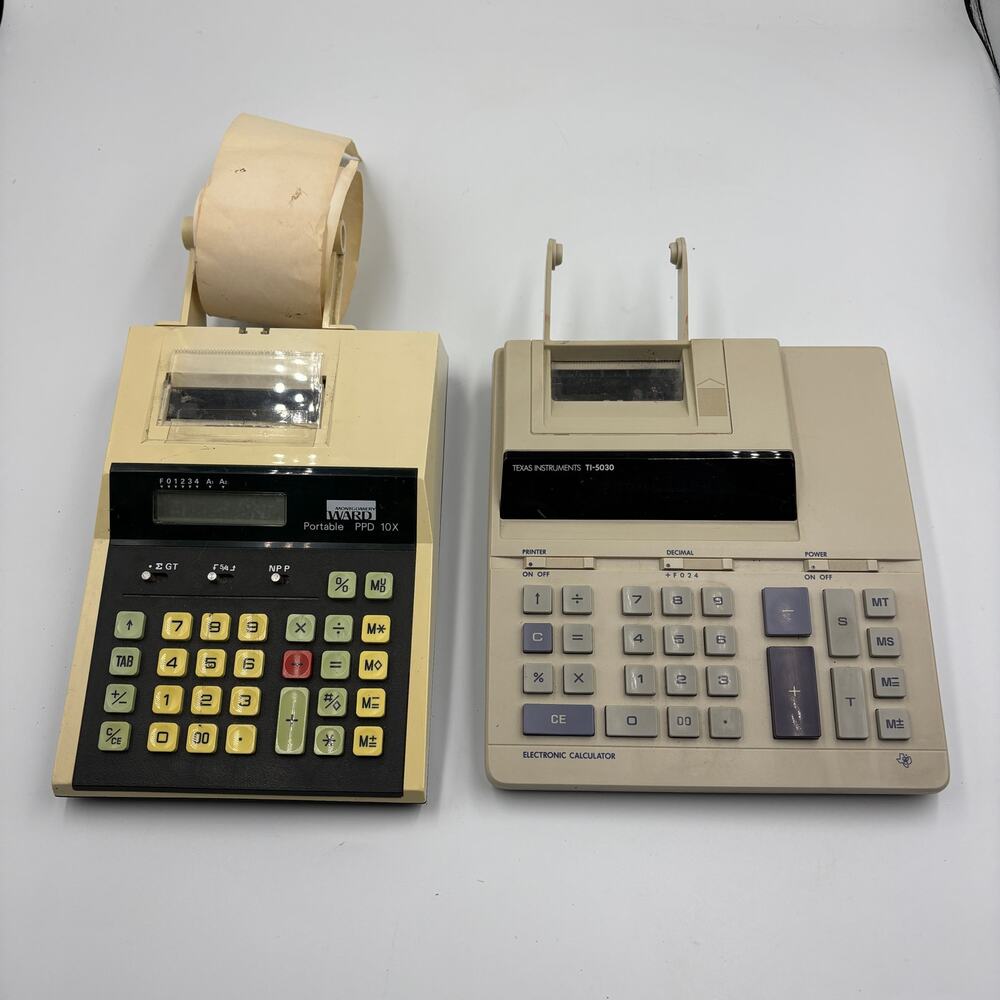 Vintage Calculator Lot TI-5030 Montgomery Ward PPD 10X Printing Untested